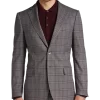 Egara Skinny Fit Suit Separates Coat, Wine Windowpane