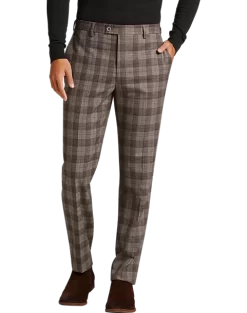 Egara Skinny Fit Suit Separates Pants, Taupe Plaid
