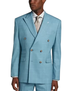 Tayion Classic Fit Suit Separates Coat, Light Blue & Cream Windowpane