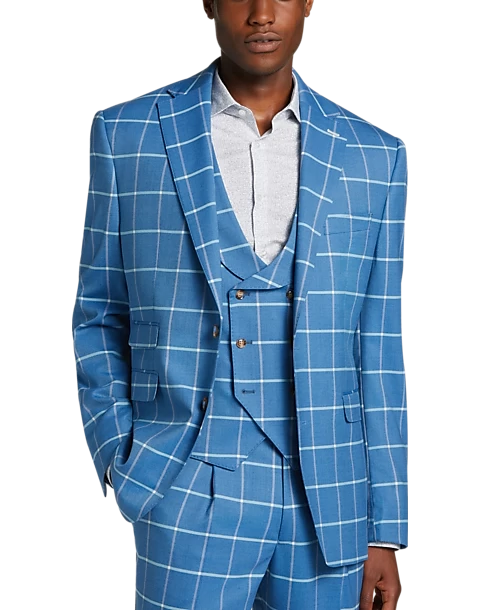 Tayion Classic Fit Suit Separates Coat, Blue & Cream Windowpane - Image 5