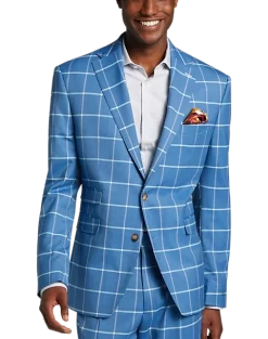 Tayion Classic Fit Suit Separates Coat, Blue & Cream Windowpane