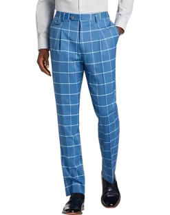 Tayion Classic Fit Suit Separates Pants, Blue & Cream Windowpane