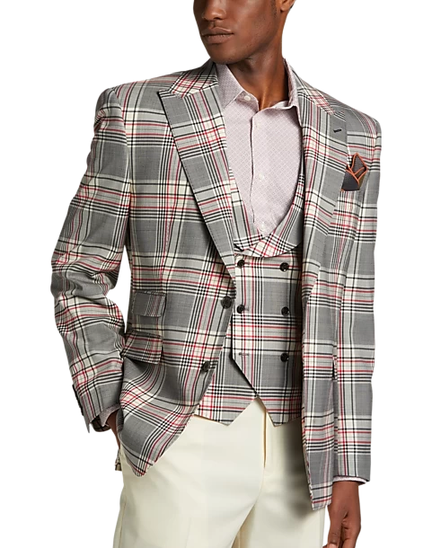 Tayion Classic Fit Suit Separates Coat, White Plaid - Image 5
