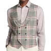 Tayion Classic Fit Suit Separates Double Breasted Vest, White Plaid
