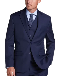 Michael Strahan Classic Fit Vested Suit, Blue Plaid