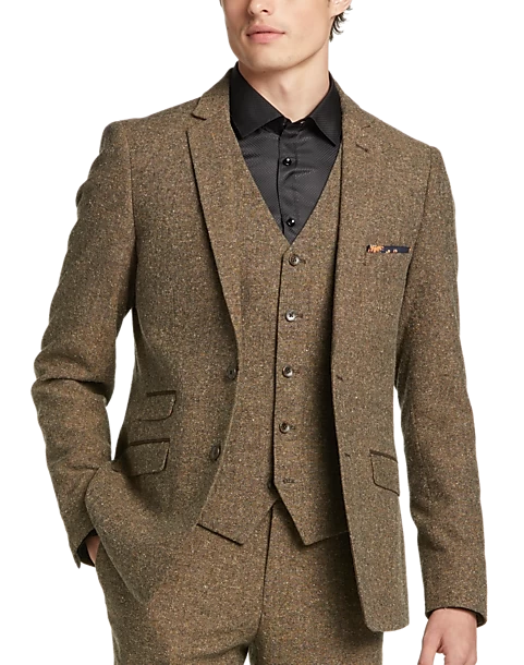 Paisley & Gray Slim Fit Suit Separates Coat, Caramel Donegal - Image 2