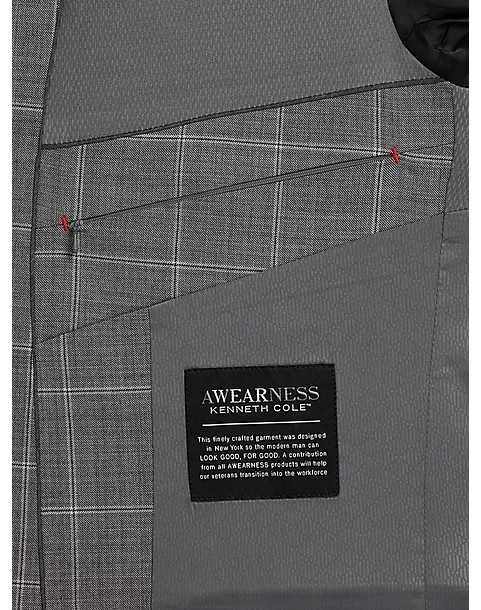 Awearness Kenneth Cole AWEAR-TECH Slim Fit Suit, Black & White Windowpane - Image 4