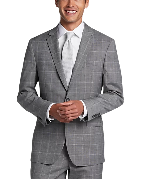 Awearness Kenneth Cole AWEAR-TECH Slim Fit Suit, Black & White Windowpane