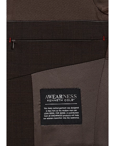 Awearness Kenneth Cole Slim Fit Suit, Brown Plaid - Image 4