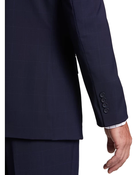 Pronto Uomo Platinum Platinum Modern Fit Suit, Navy Windowpane Plaid - Image 2