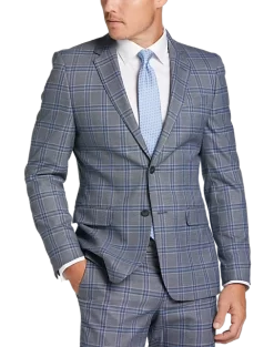 Egara Skinny Fit Suit Separates Coat, Gray Plaid