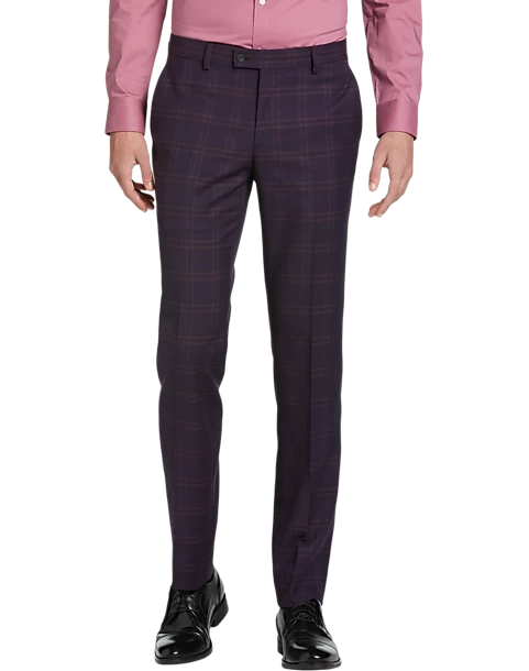Egara Skinny Fit Suit Separates Pant, Plum Plaid