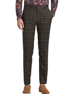 Paisley & Gray Slim Fit Suit Separates Pants, Charcoal & Gold Windowpane