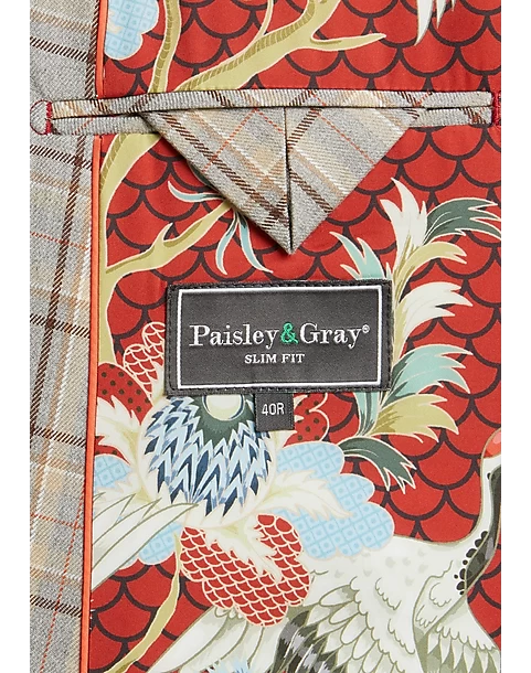 Paisley & Gray Slim Fit Suit Separates Coat, Brown Check - Image 4