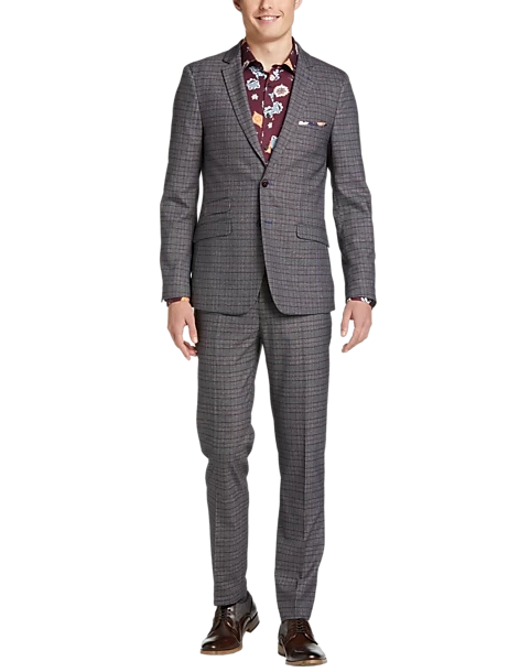 Paisley & Gray Slim Fit Suit Separates Coat, Red Check - Image 2