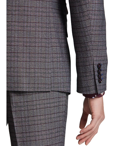 Paisley & Gray Slim Fit Suit Separates Coat, Red Check - Image 3