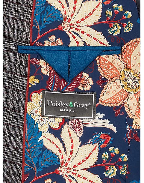 Paisley & Gray Slim Fit Suit Separates Coat, Red Check - Image 4