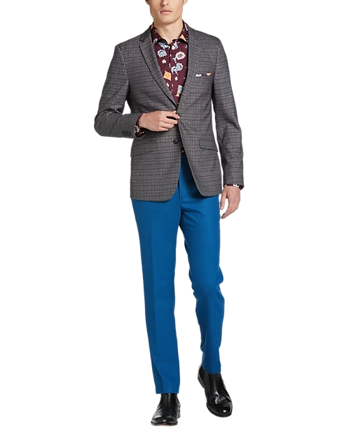 Paisley & Gray Slim Fit Suit Separates Coat, Red Check - Image 6