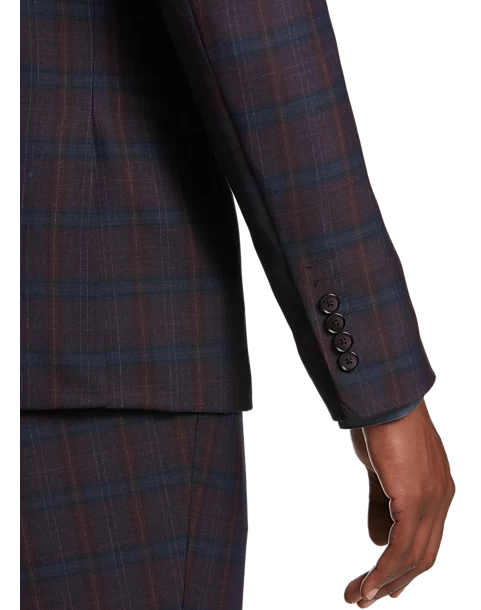 Tayion Classic Fit Suit Separates Coat, Burgundy Plaid - Image 2
