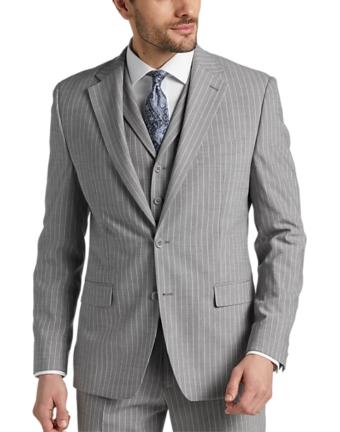 Michael Strahan Classic Fit Suit Gray Stripe - Image 7
