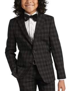 Kenneth Cole Reaction Boy's Suit, Black Plaid
