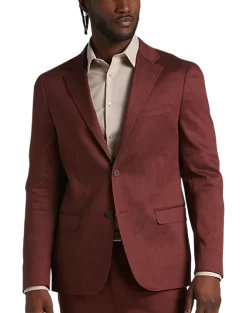 Calvin Klein X-Fit Slim Fit Linen-Blend Suit Separates Coat, Brick