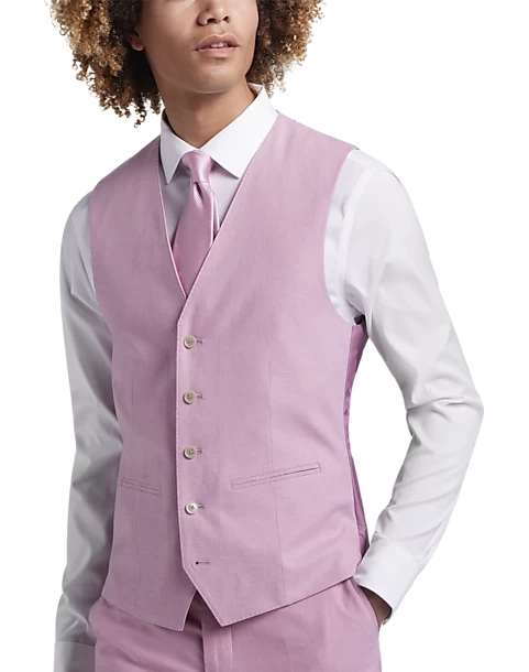 JOE Joseph Abboud Slim Fit Linen Blend Suit Separates Vest, Raspberry