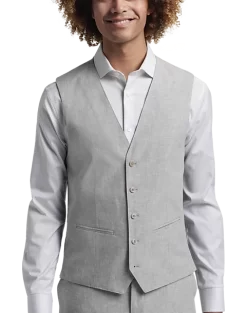 JOE Joseph Abboud Slim Fit Linen Blend Suit Separates Vest, Light Gray