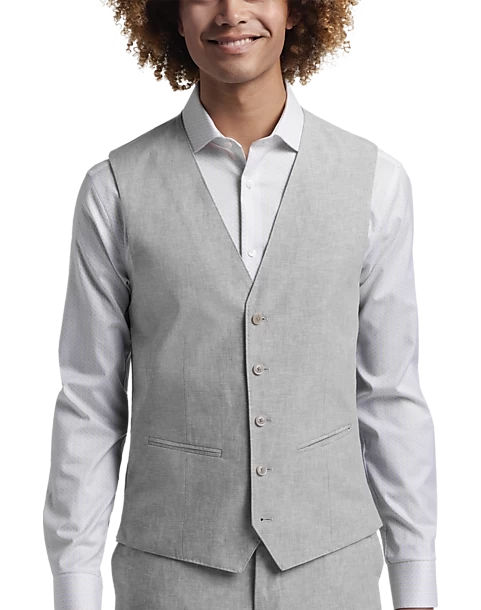 JOE Joseph Abboud Slim Fit Linen Blend Suit Separates Vest, Light Gray