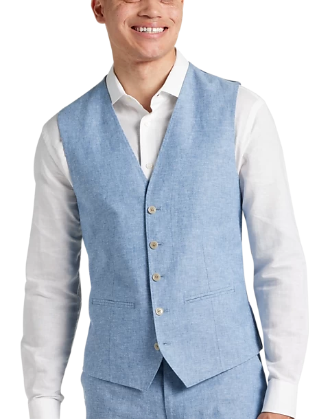 JOE Joseph Abboud Slim Fit Linen Blend Suit Separates Vest, Dusty Blue
