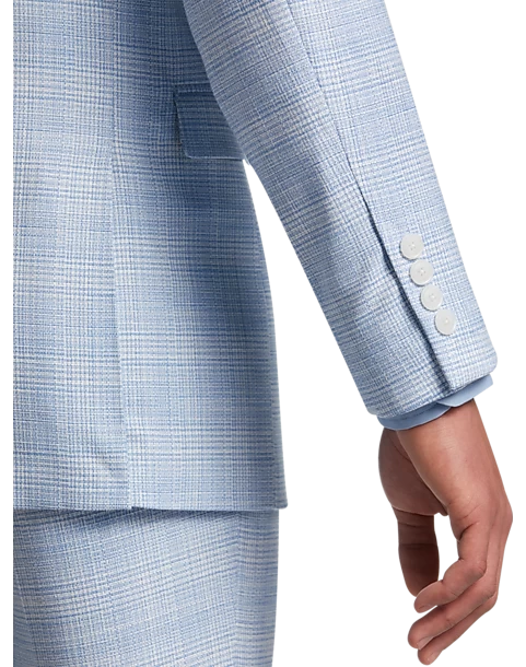 Egara Skinny Fit Suit Separates Coat, Light Blue Plaid - Image 2