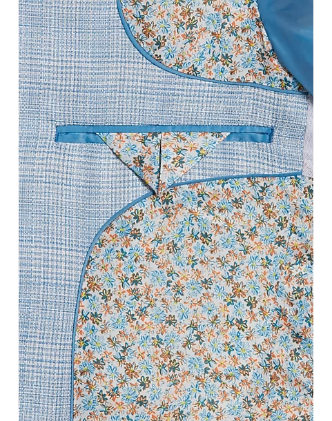 Egara Skinny Fit Suit Separates Coat, Light Blue Plaid - Image 3