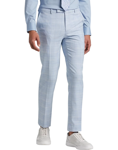 Egara Skinny Fit Suit Separates Pants, Sky Blue Plaid