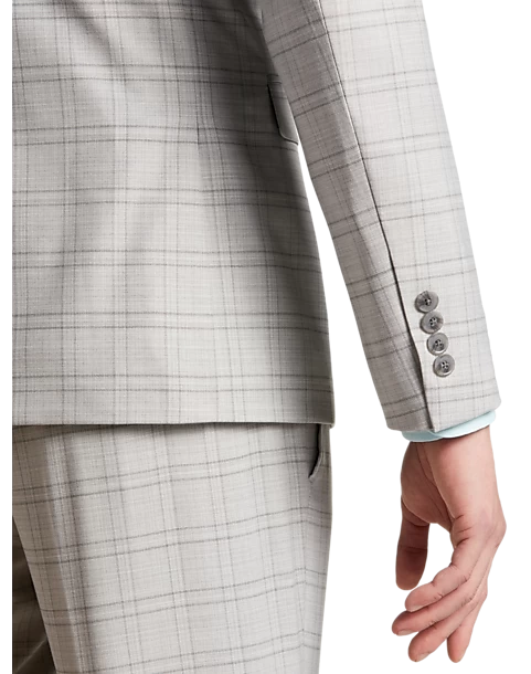 Egara Skinny Fit Suit Separates Coat, Orange & Gray Windowpane - Image 2