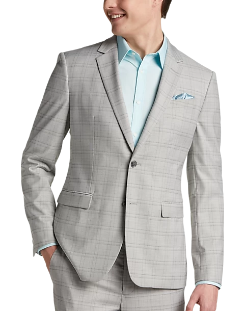 Egara Skinny Fit Suit Separates Coat, Orange & Gray Windowpane