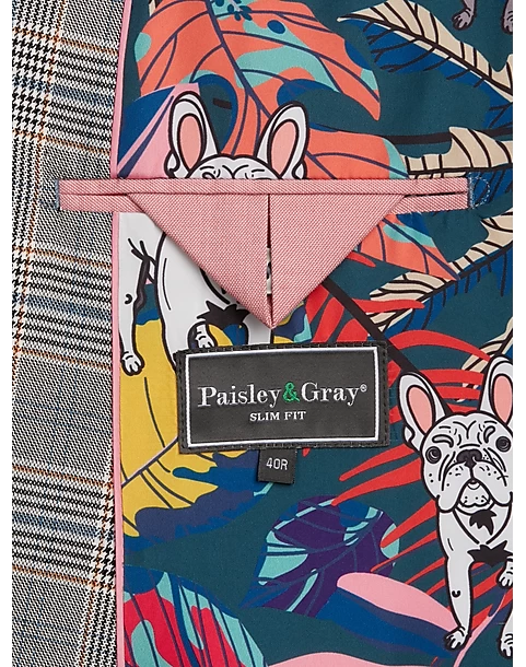 Paisley & Gray Slim Fit Suit Separates Coat, Slate Blue Check - Image 4