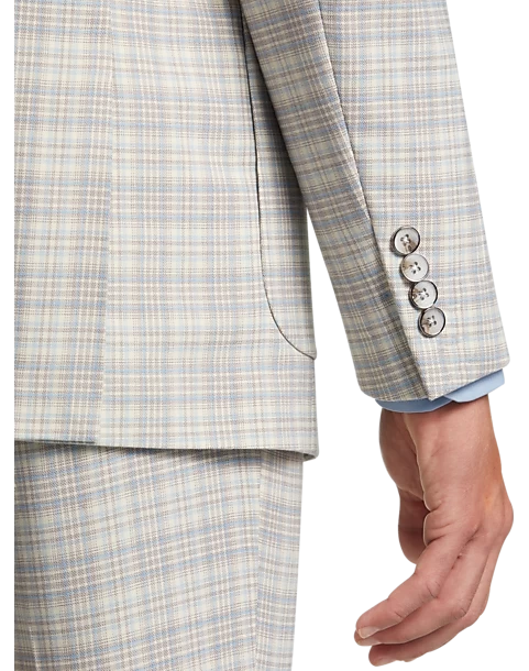 Paisley & Gray Slim Fit Suit Separates Coat, Baby Blue & Tan Plaid - Image 3
