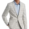 Paisley & Gray Slim Fit Suit Separates Coat, Baby Blue & Tan Plaid