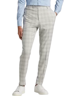 Paisley & Gray Slim Fit Suit Separates Pants, Baby Blue & Tan Plaid
