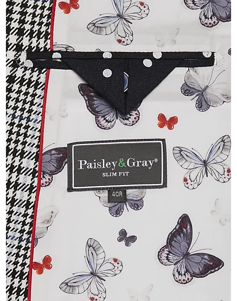 Paisley & Gray Slim Fit Suit Separates, Black And White Houndstooth - Image 4