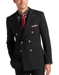 Paisley & Gray Slim Fit Double Breasted Suit Separates Coat, Jet Black