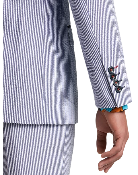 Paisley & Gray Slim Fit Suit Separates Coat, Blue & White Seersucker - Image 3