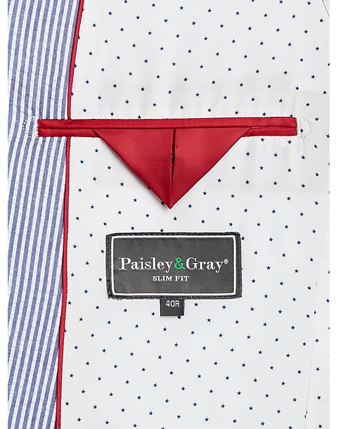 Paisley & Gray Slim Fit Suit Separates Coat, Blue & White Seersucker - Image 4