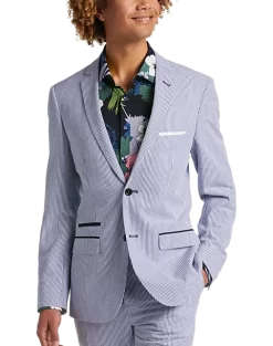 Paisley & Gray Slim Fit Suit Separates Coat, Blue & White Seersucker