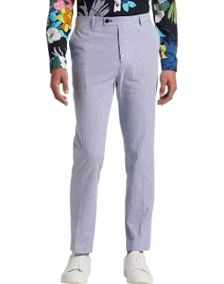 Paisley & Gray Slim Fit Suit Separates Pants, Blue & White Seersucker