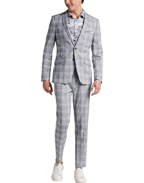 Paisley & Gray Slim Fit Suit Separates Coat, Blue & Beige Check - Image 2