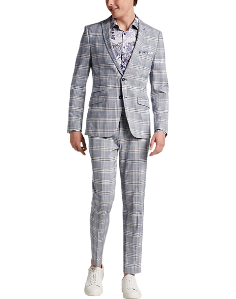 Paisley & Gray Slim Fit Suit Separates, Blue & Beige Check - Image 2