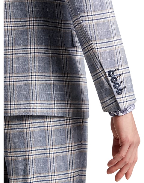 Paisley & Gray Slim Fit Suit Separates, Blue & Beige Check - Image 3