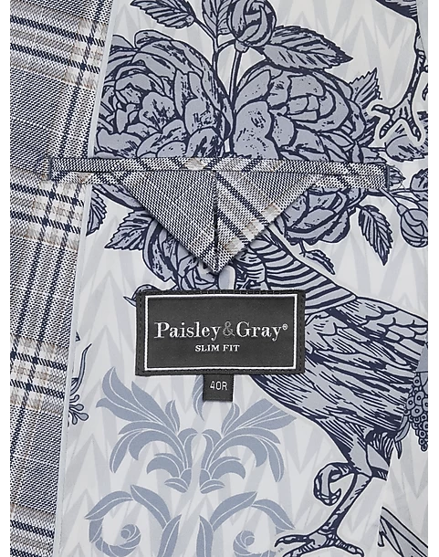 Paisley & Gray Slim Fit Suit Separates, Blue & Beige Check - Image 4