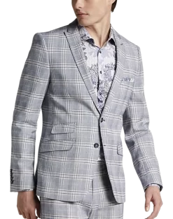 Paisley & Gray Slim Fit Suit Separates Coat, Blue & Beige Check